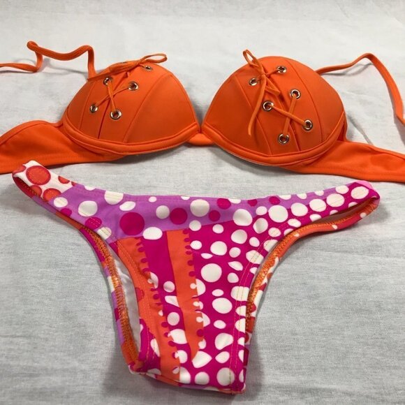 Recco Size Small Brazilian Bikini Bright Design.Low rise bikini. New With Tags - Picture 2 of 4